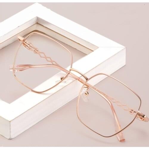 Retro Polygon Female Super Light Alloy Optical Glasses Frame Fashion Plain Decorative Glasses Frame Myopia Glasses Woman 8028Z