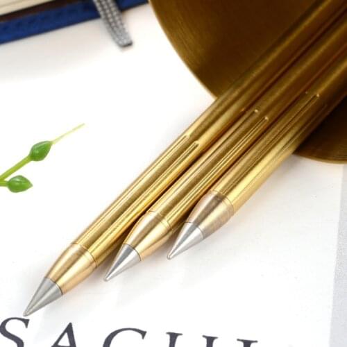 Retro Brass Inkless Pen Pure Brass Metal No-ink Pen Copper Gift Pen Stylus Everlasting Pencil Outdoor Travel Safety Tools