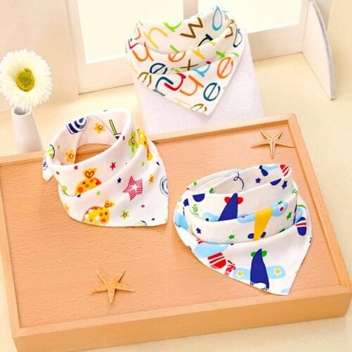 Cute Printing Newborn Babies Bibs Infants Feeding Burp Cloths Ins Baby Boy Girl Cotton Bandana Bib Washable Triangle Towel