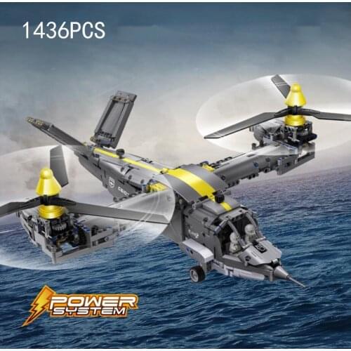Technical Boeing Bell V-22 building block radio 2.4Ghz remote control Osprey plane airforce figures bricks rc toys collection