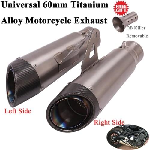 Universal 60mm Motorcycle Titanium Alloy Exhaust Left Right Escape Modified Carbon Muffler DB Killer For MT-09 Z900 DUKE 790 R1
