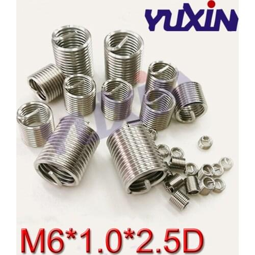 100pcs M6*1.0*2.5DWire Thread Insert Stainless Steel 304 Wire Screw Sleeve, M6 Screw Bushing Helicoil Wire Thread Repair Inserts