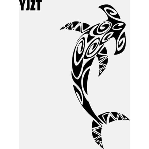 YJZT 8.1CM*16.7CM Fishing Hammerhead Fish Car Sticker Vinyl Decal Decor Art Black/Silver C24-0721
