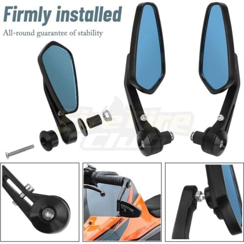 22mm 7/8" Universal 1Pair Motorcycle Aluminium Glass Rear View Handle Bar End Rearview Side Mirrors Motorbike Parts