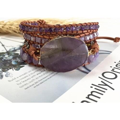 Natural Stone Bracelet 3Wraps Bracelet Handmade Boho Pink Bracelet for Women Bracelet Dropshipping Gifts for Lovers