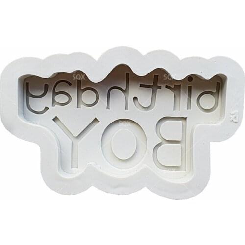 Boy Happy Birthday signs Silicone Fondant Mould Cake Decorating Baking Tools Kitchen Accessories SQ15266