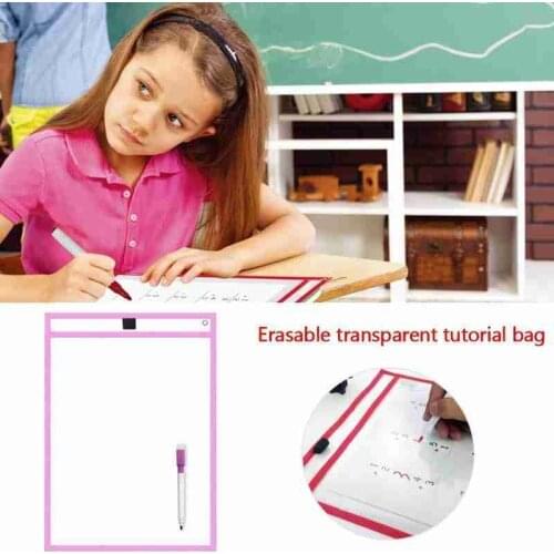 1set Puzzle Toys Rewritable Document Bag Transparent Dry Brush Bag Pet Writing Dry Wipe Bag Drawing Toy For Children Gifts