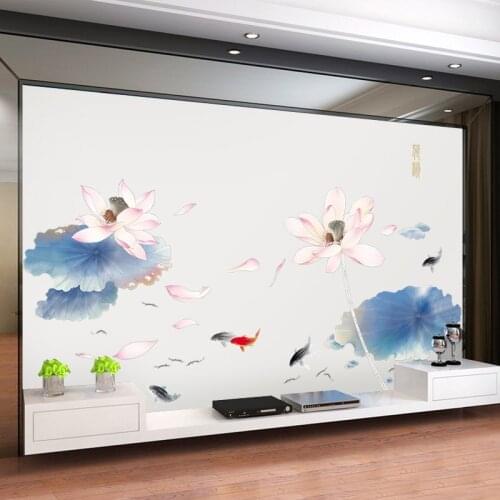 200*100CM Large Pink Lotus Wall Sticker Flower Home Decor Living Room Decoration Backsplash Vinyl Wall Art Decal Murals