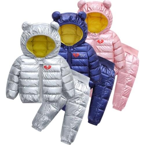 2020 Childrens Outerwear Cotton Padded Jacket Warm-Keep Babys Winter Coats Long Sleeve Hooded Jackets Two Pieces Clothing Set
