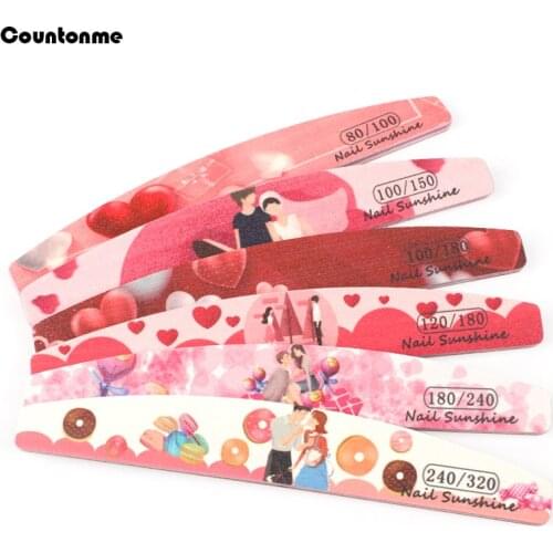 3/6/10Pcs Strong Thick Sandpaper Nail File Colorful Boat Lime a ongle 80/100/120/150/180/240/320 Lover Image Emery Board Tools