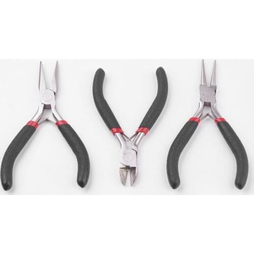 45# Steel DIY Jewelry Making Tool Round Nose Pliers Wire-Cutter Pliers and Side Cutting Pliers 315x70x10mm 3pcs/set
