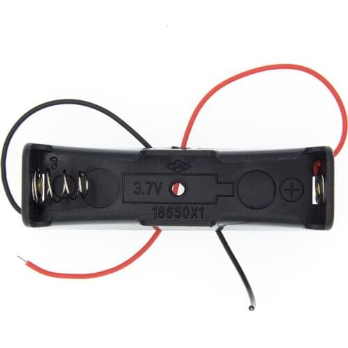 50pcs 18650 Battery Li-ion 3.7V Clip battery holder Box Case Black With Wire Lead battery holders