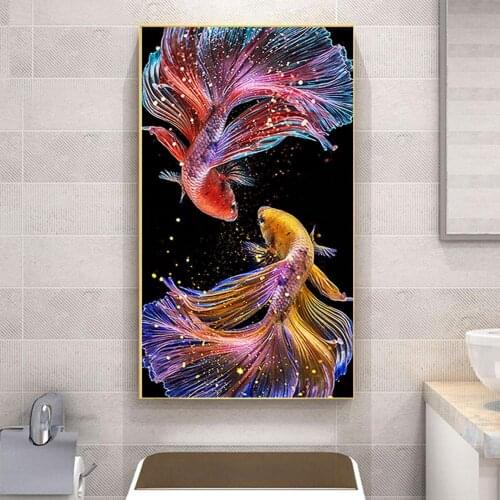 5D DIY diamond painting full circle diamond "animal carp" embroidery cross stitch rhinestone mosaic home decoration gift