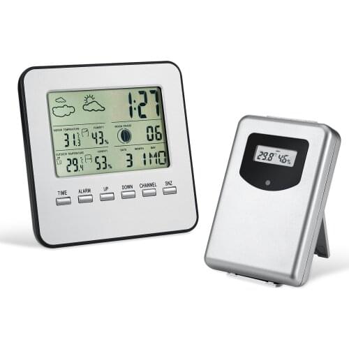Wireless Indoor Outdoor Thermometer Hygrometer Weather Station Alarm Clock Electronic Digital Temperature Humidity Meter