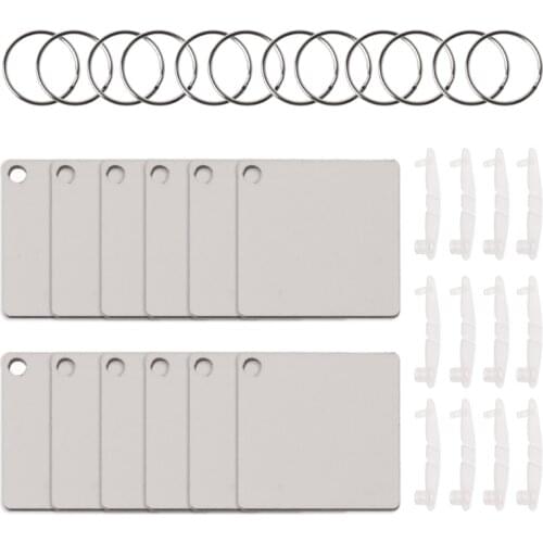 12Pc DIY Sublimation Wooden Hard Board Key Rings Double Printable White Blank MDF Key Chain Heat Transfer Jewelry Making