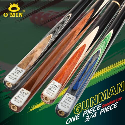 O'MIN GUNMAN 3/4 Piece One Piece Snooker Billiard Cue Kit Case with Telescopic Extension 9.5-10mm Tip Snooker Stick Cue