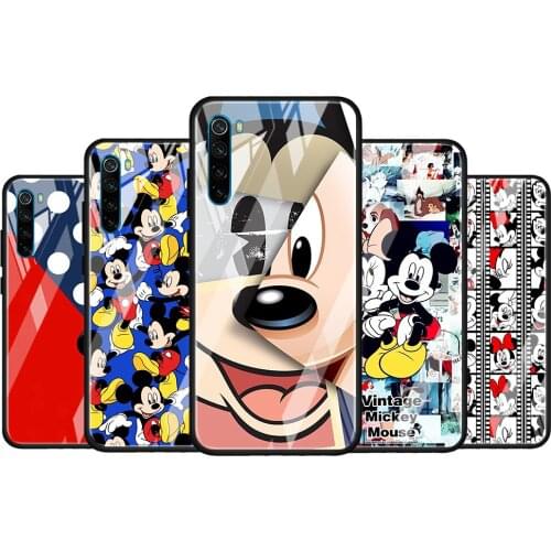 Mickey Mouse cartoon cute for Xiaomi Redmi K40 K30 K20 Pro Plus 9C 9A 9 8A 7 Luxury Shell Tempered Glass Phone Case Cover