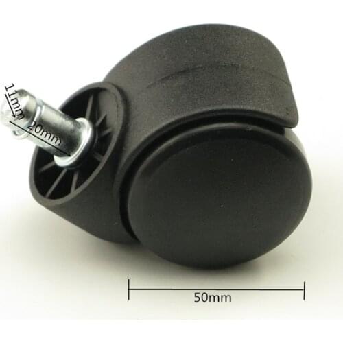 50mm Black Plastic Replacement Swivel Casters Office Revolving Chair Sofa Wheels Rolling Roller Caster Furniture Hardware