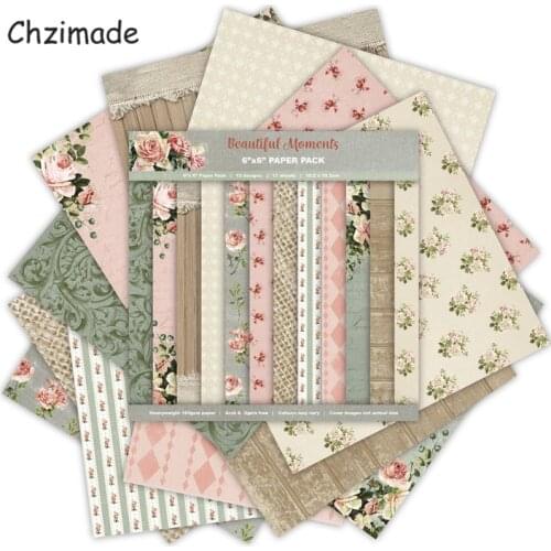 Chzimade 12Sheets Flower Design Scrapbooking Paper Packs 15x15cm For Card Making DIY Scrapbook Paper Background Handmade Crafts