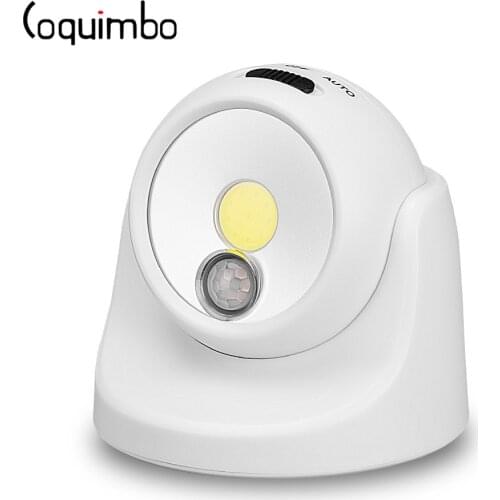 COB LED PIR Motion Sensor Night Light For Front Door Cabinet Stair Battery Operated 360 Degree Sensor Smart Light Wall Lamp