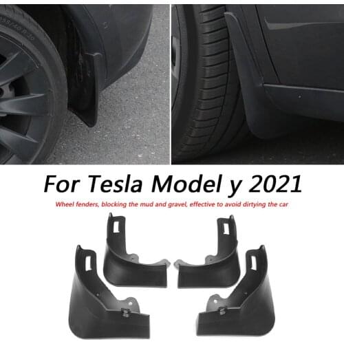 For Tesla Model Y 2021 4pcs Car Mud Flaps Front Rear Guards Mudguard No Drilling Matte Black Modification Accessories
