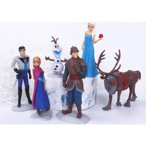 9-10cm 6pcs/Lot Disney Frozen Anna Elsa Queen Princess Hans Kristoff Sven Olaf PVC Action Figures Model Toys Doll