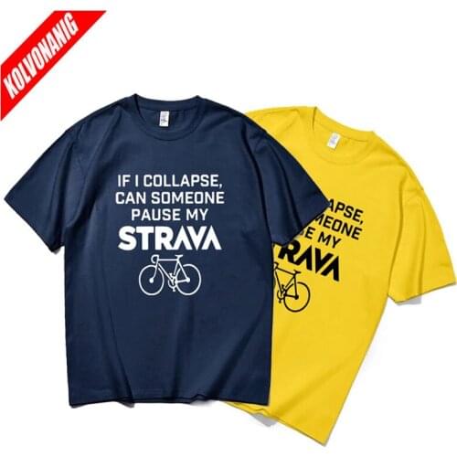 IF I COLLAPSE CAN SOMEONE PAUSE MY STRAVA Printed T-Shirt Men Cotton O-Neck Short Sleeve Summer Streetwear Men Casual Tee-Shirts
