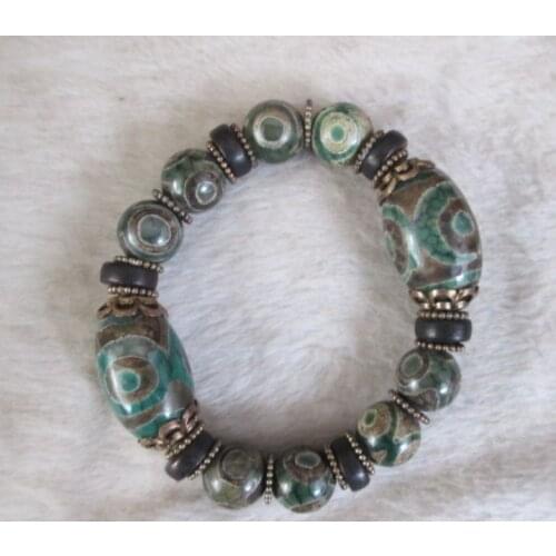 China Tibetan king kong eye floer dzi amulet agate bracelet can scale / 7