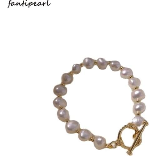 2021 Summer Natural Baroque Pearl Pearl Jewelry Sky Bracelet Necklace Set Net Red 14K Gold OT Buckle Set Female