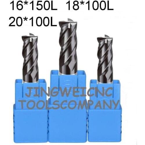 HRC45 Tungsten Carbide end mill extra long length 16*150mm 18*100mm, 20*100mm extended long length with Tialn coating