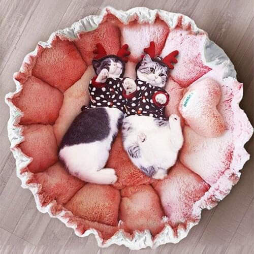 Cat Bed Round Plush Cat Warm Bed House Soft Coral Fleece Pet Dog Bed For Small Dogs Cat Nest Cat Bed Cushion Sleeping Sofa Mat