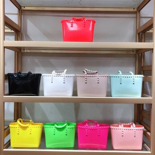 Summer 2021New Rivet Jelly Bag Handbag Bucket Bag Shopping Bag Beach Totes Pvc Ladies purse handbags bolso bags for women purse