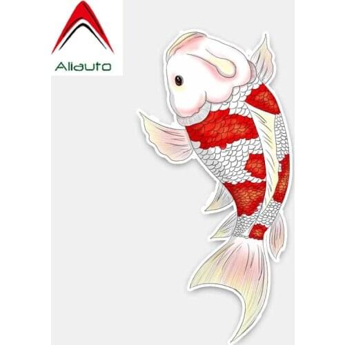 Aliauto Fashion Cartoon Car Sticker Red with White Koi Carpr Waterproof Sunscreen Reflective Decal PVC Decoration,7cm*16cm