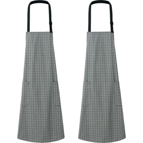 Cooking Smock Square Simple Black and White Cotton Linen Kitchen Apron Fashion Adult Waterproof Oil Proof Work Apron Kitchen