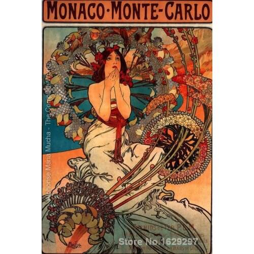 Monaco Monte Carlo Alphonse Mucha painting for sale Hand painted High quality