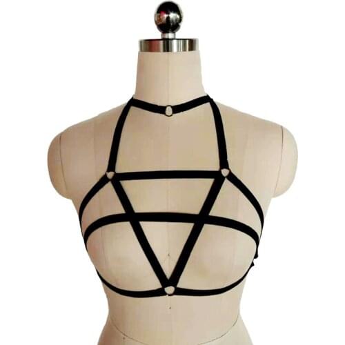 New Fashion Body Sexy Black Gym Garter Belt Womens Gothic Cage Bra Bondage Harness Pole Dance Clothing Body Harness Tops