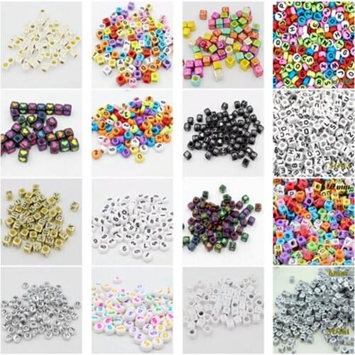New 6mm 100pcs/Lot Acrylic Square /Round Letters Beads DIY Loom Refills Cube Pendants Accessories Charm Bracelets
