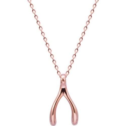 925 Sterling Silver Wishbone Necklace Korean Gold Charming Wedding Necklace Chain Handmade Luxury Jewelry for Women Gift