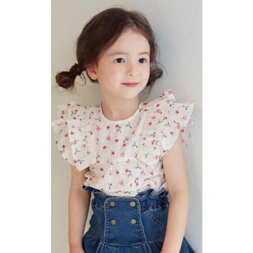Fresh Flowers Girls T-shirt 2020 Cute Tide fan fei Edge Girls T-shirt kids clothes girls 8 to 12