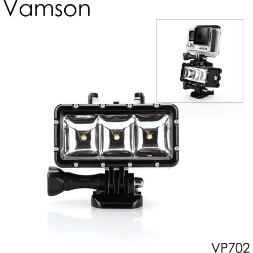 Vamson for Gopro Hero 6 5 4 3 Underwater FlashLight Lamp Diving Waterproof LED Flash Light Mount for Eken for Xiaomi YI VP702