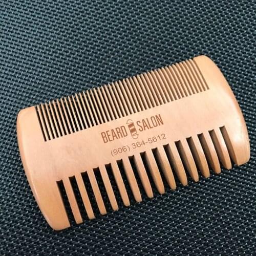 50pcs Personalized Combs Wood Hair Comb Custom Logo Promotional Gift Wooden Grooming Beard Mustache Comb with Fine Coarse Teeth