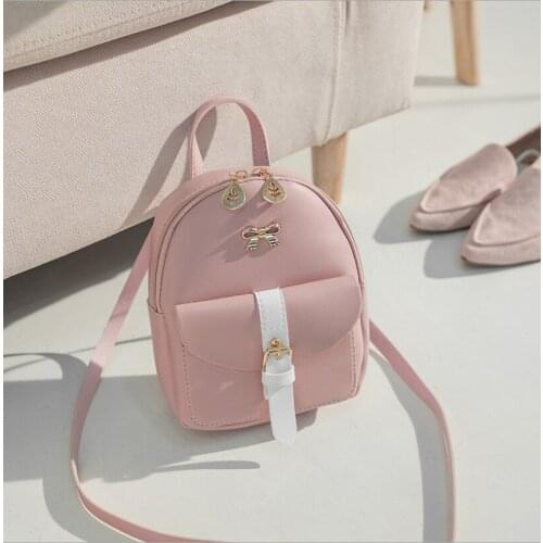 Womens Mini Backpack Luxury PU Leather Kawaii Backpack Cute Graceful Bagpack Small School Bags for Girls Bow-knot Leaf Hollow
