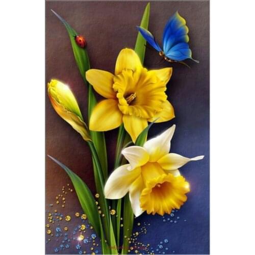 Counted Cross Stitch Kits Needlework - Crafts 14 ct Aida DMC Color DIY Arts Handmade Home Decor - Dances with the Daffodils