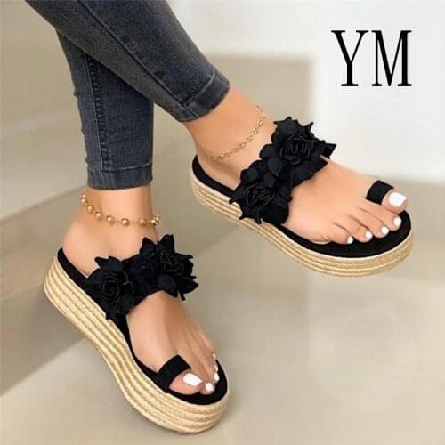 2020 Hot Sales Flower Slippers Woman Sandals Platform Casual Beach Flip Flops Sandals Women Summer Sexy High Heel Sandal Ladies
