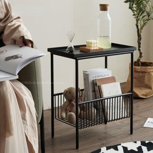 Nordic Iron Sofa Side Table Light Luxury Creative Small Coffee Table Living Room Modern Minimalist Designer Corner Table