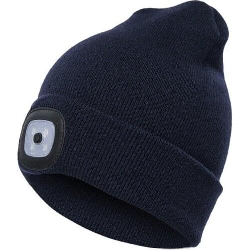 LED Lights Glow Unisex Button Battery Beanie Warm Knitted Hat Gift Men Boyfriend Mom Dad Night Running Climbing Cycling Camping