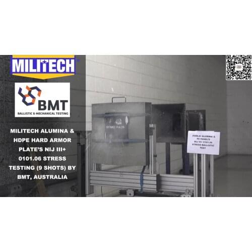 Test Video--Militech NIJ III+ 0101.06 Alumina Ceramic & PE Panel T Shape Stress Testing Video