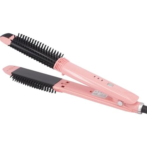 Hair Straightener Brush Fast Heating Curling Irons Electric Straightening Comb 100-240V Multifunctional Straight Hair Flat Iron