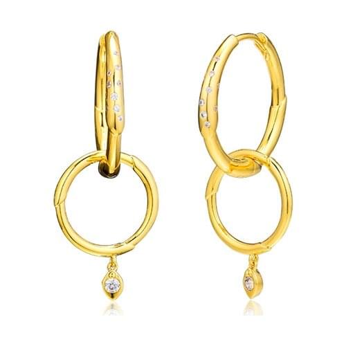 Flower Stem Hoop Earrings for Women Golden Shine Jewelry Sterling Silver 925 Women Earrings Jewelry Round Shape Female Earrings