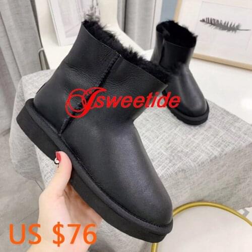 Winter Boots Women Brand Shoes Warm Plush Ankle Boots Australia Fur Platform Snow Boots Sheep Skin Keep Warm Shoes
